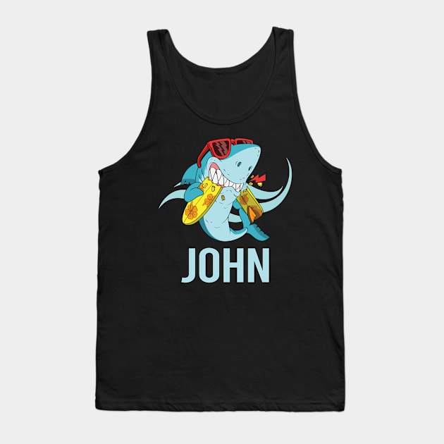 Funny Shark - John Name Tank Top by songuk